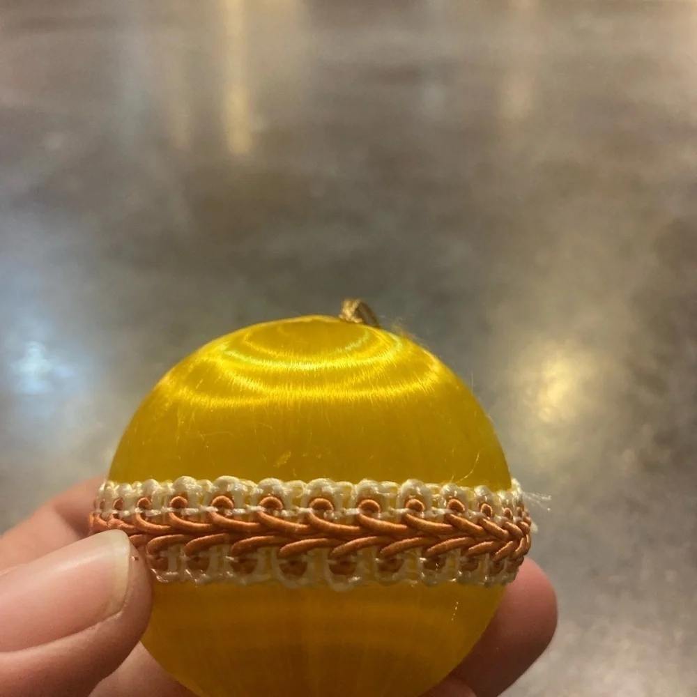 Set of 10 Vintage Gold Satin Ornaments